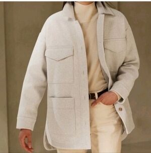 Banana Republic Factory 4 Pocket Shacket Light Beige Boxy Oversized Women Small